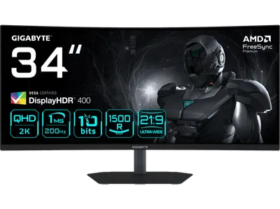 GIGABYTE G34WQC2 Curved 34 Zoll 2K UltraWide QHD Gaming Monitor 1 ms Reaktionszeit 200 Hz