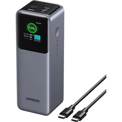 UGREEN Nexode Powerbank 25000mAh 200W | USB-C PD 3.1 | 3-Port Schnellladegerät mit TFT-Display