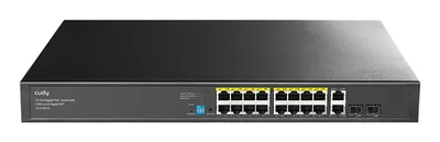 CUDY 16-Port Gigabit PoE+ Switch with 2 Uplink Ports and 2 SFP Slots 200W - Switch - 1 Gbps (GS1018PS2)