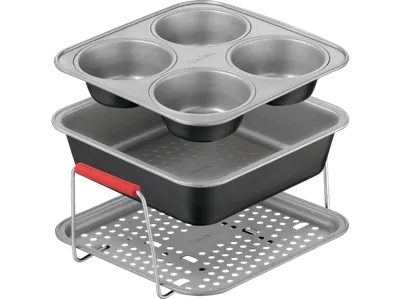 TEFAL J701S3 Dail'Easy 3-teiliges Accessoires Set, Zubehörset Heißluftfritteusen Grau
