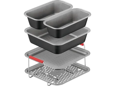 TEFAL J701S3 Dail'Easy 5-teiliges Accessoires Set, Zubehörset Heißluftfritteusen Grau