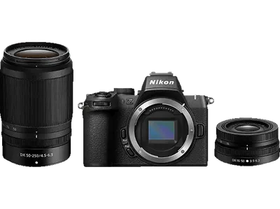 NIKON Z50II Kit Systemkamera mit Objektiv 16-50 mm, 50-250 8 cm Display Touchscreen, WLAN
