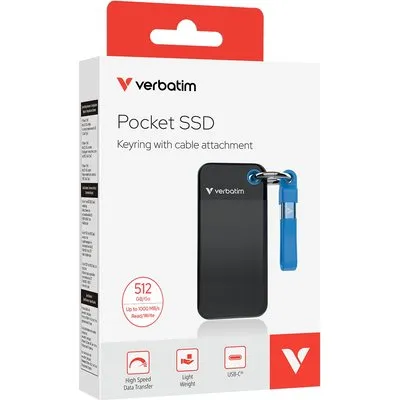 Verbatim Pocket SSD 0.5 TB externe Festplatte (SSD) USB-C Schwarz