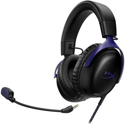 HyperX Cloud III Gaming Headset Schwarz/Blau – kabelgebunden, 53 mm Treiber, DTS Headphone:X, USB-C/USB-A/3,5 mm