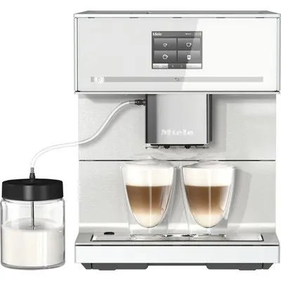 CM 7350 Kaffee-Vollautomat brillantweiß, Milchbehälter, Latte Macchiato/Cappuccino/Milchkaffee, Stahl-Kegel-Mahlwerk, 2,2 l, Apps ladbar