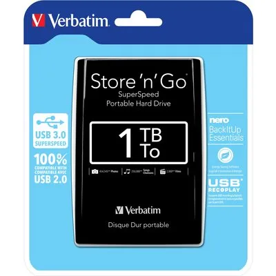 Verbatim Store 'n' Go 1 TB Portable Festplatte Schwarz