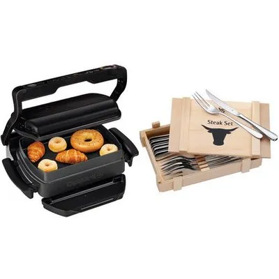 GC7148 Optigrill Snack.&Bake Bundle Kontaktgrill inkl. WMF Steakbesteck (12tlg.)