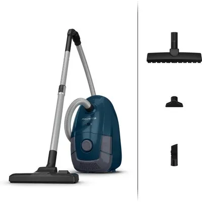 RO3126 Power XXL Parkett Bodenstaubsauger blau/grau, mit Beutel, 4,5 l Staubvolumen, 8,8 m Reichweite, Parkett-Bürste