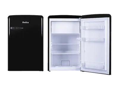 AMICA KS 15614 S Retro Edition Kühlschrank (108 l, E, 860 mm hoch, Schwarz)