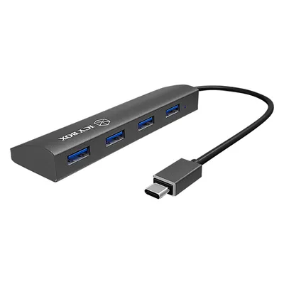 Icy Box Ib-Ac6405-C (USB-C, 4 Ports), Dockingstation + USB Hub, Grau