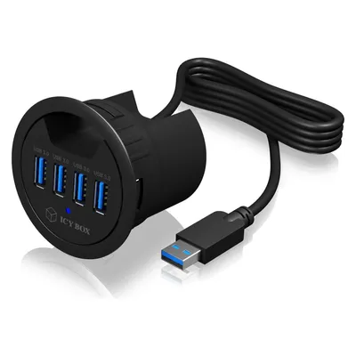 Icy Box Ib-Hub1403 (USB-A, 4 Ports), Dockingstation + USB Hub, Schwarz