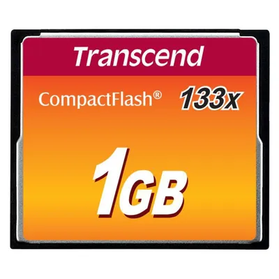 Transcend Compact Flash Card (1 GB, CF), Speicherkarte, Schwarz