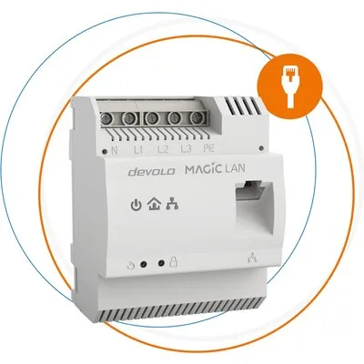 Devolo Magic 2 LAN DINrail (2400 Mbit/s), Powerline, Weiss, Grau