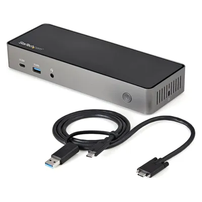 StarTech DK31C3HDPDUE (USB-A, USB-C, 14 Ports), Dockingstation + USB Hub, Schwarz, Grau