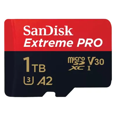 Sandisk Extreme PRO UHS-I V30 (1000 GB, microSDXC, U3, UHS-I), Speicherkarte, Rot, Schwarz