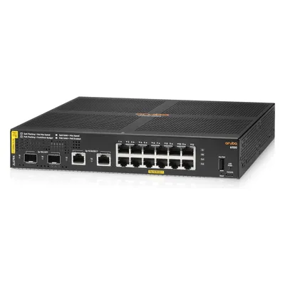 HPE Aruba 6100 12G Class4 PoE 2G/2SFP+ 139W Switch (16 Ports), Netzwerk Switch, Schwarz