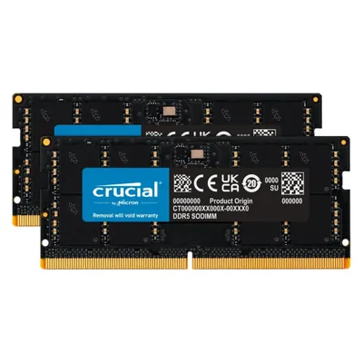 Crucial CT2K32G48C40S5 (2 x 32GB, 4800 MHz, SO-DIMM), RAM, Schwarz