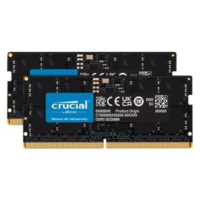 Crucial CT2K16G48C40S5 (2 x 16GB, 4800 MHz, DDR5-RAM, SO-DIMM), RAM, Schwarz