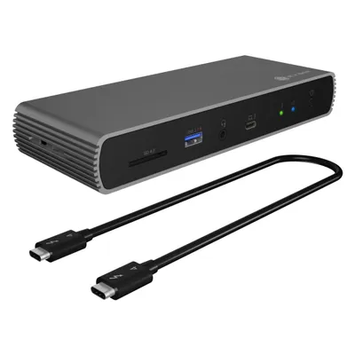 Icy Box IB-DK8801-TB4 (Thunderbolt, 10 Ports), Dockingstation + USB Hub, Grau, Schwarz