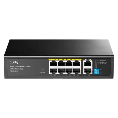 Cudy FS1010PG network switch Fast Ethernet (10/100) Power over Ethernet (PoE) Black (10 Ports), Netzwerk Switch, Schwarz