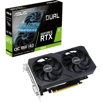 ASUS Dual GeForce RTX 3050 V2 OC Edition (8 GB, GDDR6), Grafikkarte, Schwarz, Grau
