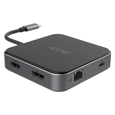 Acer 7-in-1 USB 4 Dongle (USB-C, 7 Ports), Dockingstation + USB Hub, Schwarz