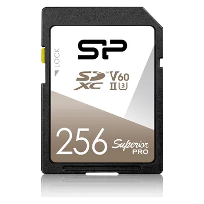 Silicon Power memory card SDXC Superior Pro UHS-II (256 GB, SDXC, U3, UHS-II), Speicherkarte, Gold, Schwarz