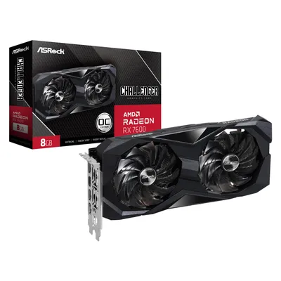 AsRock Radeon RX 7600 Challenger OC (8 GB, GDDR6), Grafikkarte, Schwarz