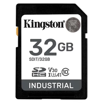 Kingston Card Ind. SD +ADP 32GB pSLC (32 GB, SDHC, U3, UHS-I), Speicherkarte, Schwarz