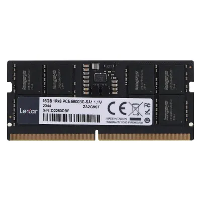 Lexar Pamięć do notebooka DDR5 SODIMM 16GB(1*16GB)/5600 CL46 (1 x 16GB, 5600 MHz, DDR5-RAM, SO-DIMM), RAM, Schwarz