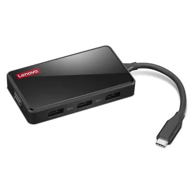 Lenovo 100 USB-C Travel Dock (USB-C, 6 Ports), Dockingstation + USB Hub, Schwarz