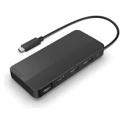 Lenovo USB-C Dual Display Travel Dock (USB-C, 7 Ports), Dockingstation + USB Hub, Schwarz