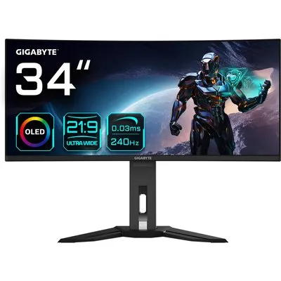 Gigabyte MO34WQC2 EK (3440 x 1440 Pixel, 34"), Monitor, Schwarz