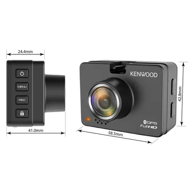 Kenwood DRV-A310W (Eingebautes Display, GPS-Empfänger, Full HD), Dashcam, Grau, Schwarz