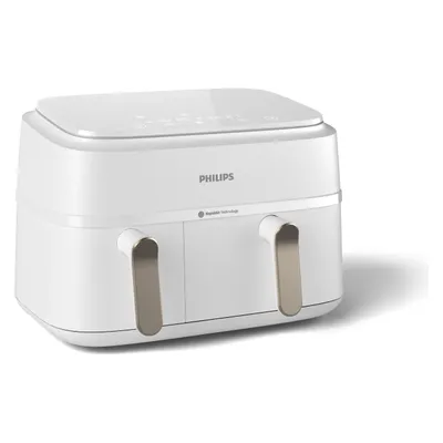 Philips Dual Basket Airfryer NA353/10, Fritteuse, Silber, Weiss