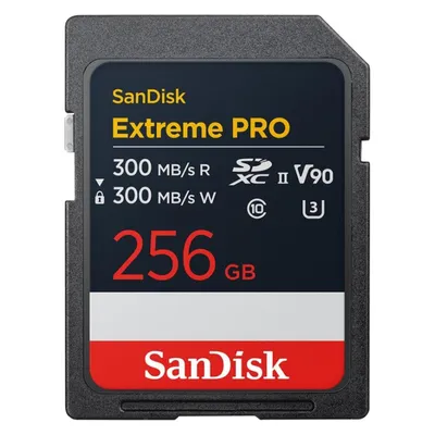 Sandisk Extreme PRO UHS-II V90 (256 GB, SDXC, U3, UHS-II), Speicherkarte, Schwarz, Rot