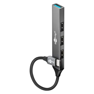 Goobay Slim (USB-C, 4 Ports), Dockingstation + USB Hub, Grau