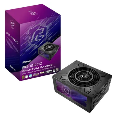 AsRock Zasilacz PHANTOM GAMING 1300W 80 Plus Gold (1300 W), PC Netzteil, Schwarz