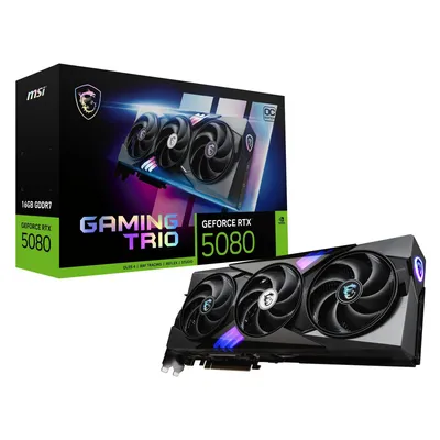 MSI GeForce RTX 5080 GAMING TRIO OC (16 GB, GDDR7), Grafikkarte, Schwarz