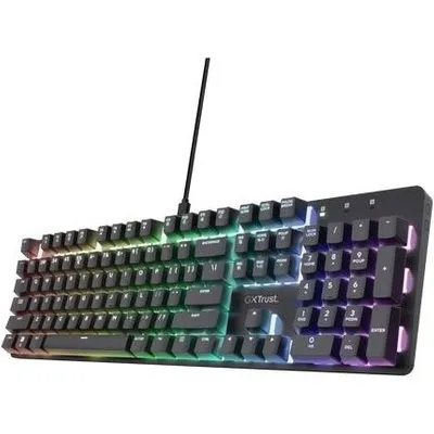 Trust GXT 871 Zora Tastatur Gaming USB QWERTY US Englisch Schwarz (US, Kabelgebunden), Tastatur, Schwarz