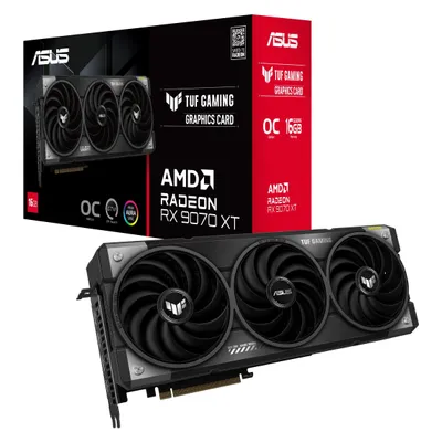 ASUS TUF Gaming Radeon RX 9070 XT OC (16 GB, GDDR6), Grafikkarte, Schwarz, Silber