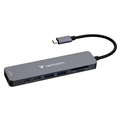 Verbatim Essentials Multiport (USB-C, 7 Ports), Dockingstation + USB Hub, Grau