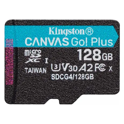 Kingston Canvas Go! Plus (128 GB, microSD, microSDXC, U3, UHS-I), Speicherkarte, Blau, Schwarz