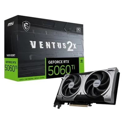 MSI GeForce RTX 5060 Ti VENTUS 2X OC PLUS (16 GB, GDDR7), Grafikkarte, Schwarz, Grau