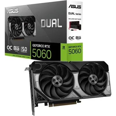 ASUS Dual GeForce RTX 5060 OC (8 GB, GDDR7), Grafikkarte, Schwarz, Grau