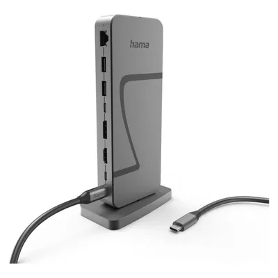 Hama Connect2Office Speed (USB-C, 10 Ports), Dockingstation + USB Hub, Grau