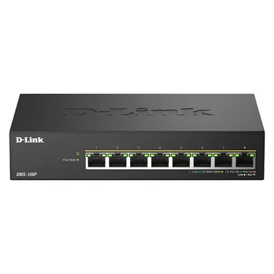 D-Link 8 ports 2.5G/MultiGig PoE Unmanaged Switch Metal (8 Ports), Netzwerk Switch, Schwarz