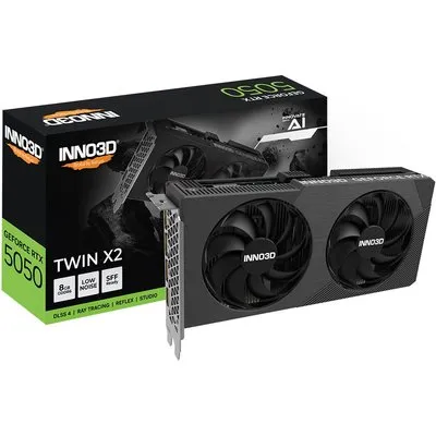 Inno3D RTX5050 Twin X2 8GB GDDR6 HDMI 3xDP (8 GB, GDDR6), Grafikkarte, Schwarz