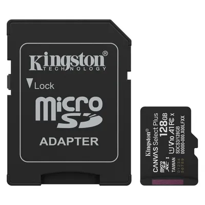 Kingston Canvas Select Plus (128 GB, microSDXC, U1, UHS-I), Speicherkarte, Schwarz