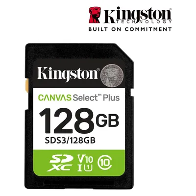 Kingston Canvas Select Plus (128 GB, SDXC, U1, UHS-I), Speicherkarte, Grün, Schwarz, Weiss